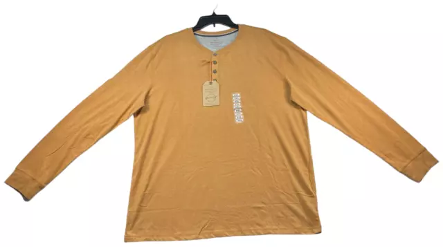 Weatherproof Vintage Henley Shirt Mens size XXL Tan Camel Brown Long Sleeve New