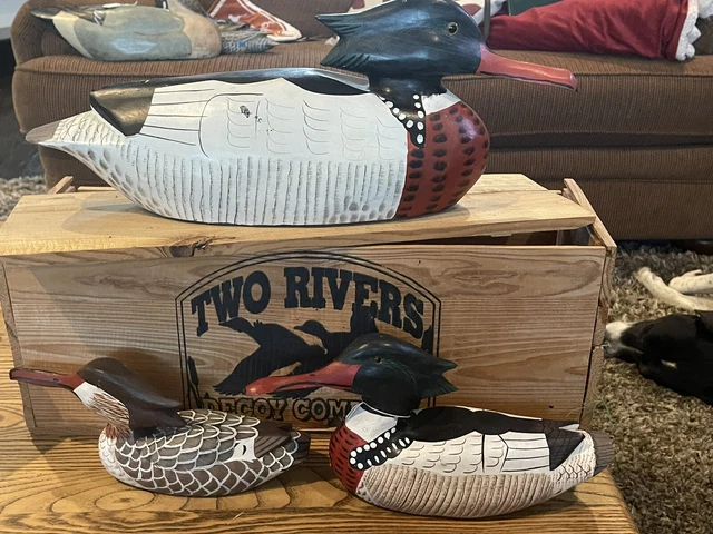 Two Rivers Decoy 3 Duck Piece Set - Male, Female, Youth -Red, Grn, Blk, Wht, Brw