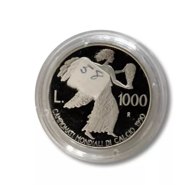 Gedenk Münze Silber, Italien Fußball-WM '90, San Marino, 1000 Lire, geprägt 1990