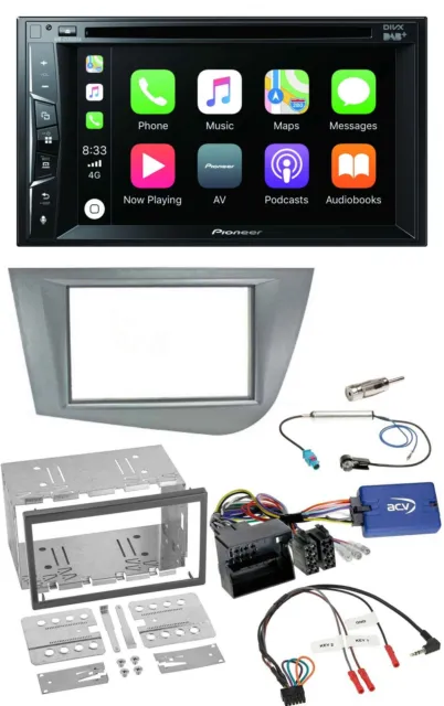 Volante Pioneer USB DVD Bluetooth DAB 2DIN Autoradio per Seat Leon 2005-2012 sil