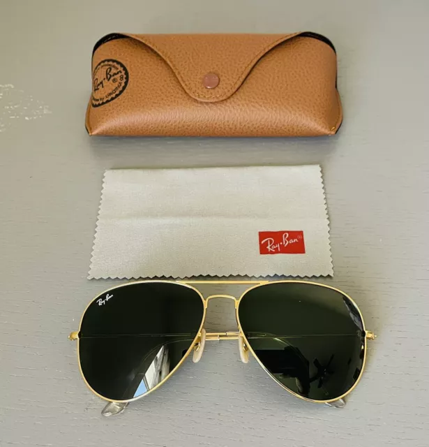 RAY BAN AVIATOR sunglasses ,3026, 62mm Large, Gold Frame/ Green Lens ...