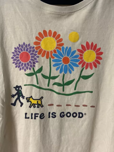 Life Is Good Womens V Neck Crusher Tee Size XXXL 3XL Hiking Dog Flowers