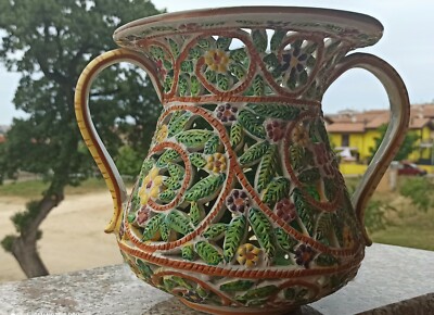 Conca ABRUZZO con manici Dipinta mano Ceramica CASTELLI 