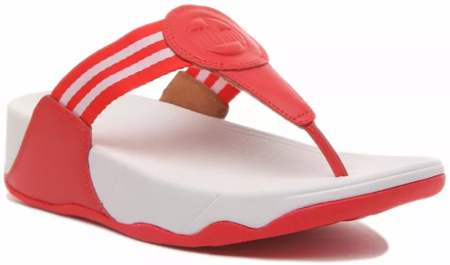 Fitflop Womens Walkstar Wedge Sole Toe Post Sandal In Red Size UK 3 - 8