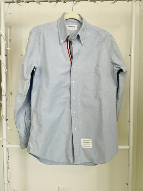 Thom Browne Grosgrain Placket Classic Oxford Shirt in Size 3