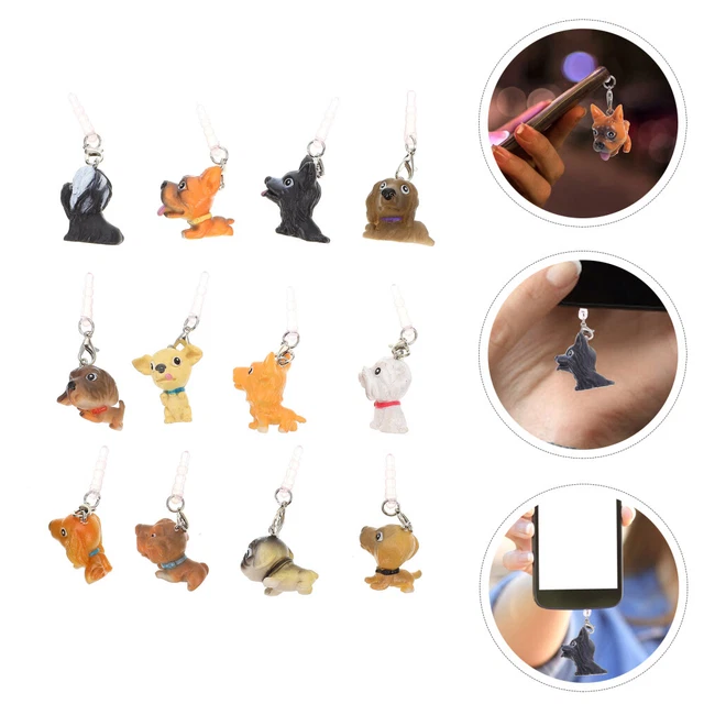 12 pcs chien de conception de téléphone casque casque poussière bouchon petit éc