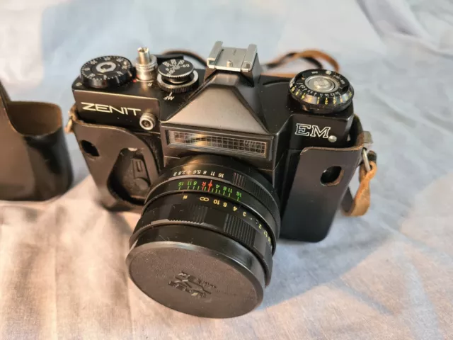 Vintage Soviet Zenit EM SLR Camera (Zenith) with Helios 44 mm And Case