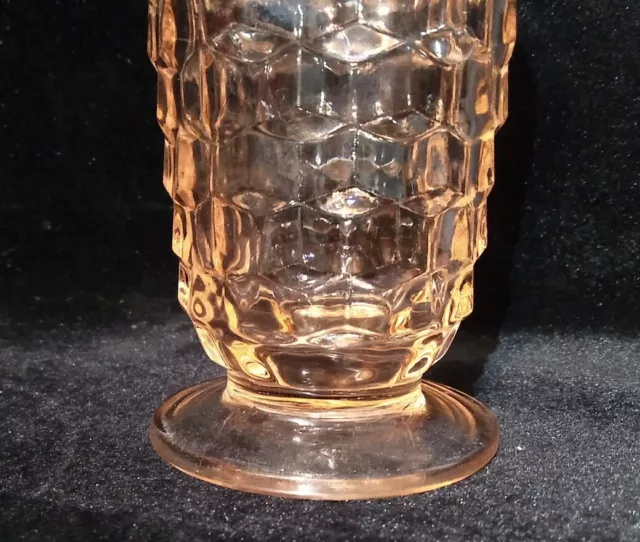 Jeannet  Fostoria Cubist Footed Pink Peach Ice Tea Depression Glass 6"H 10oz 2