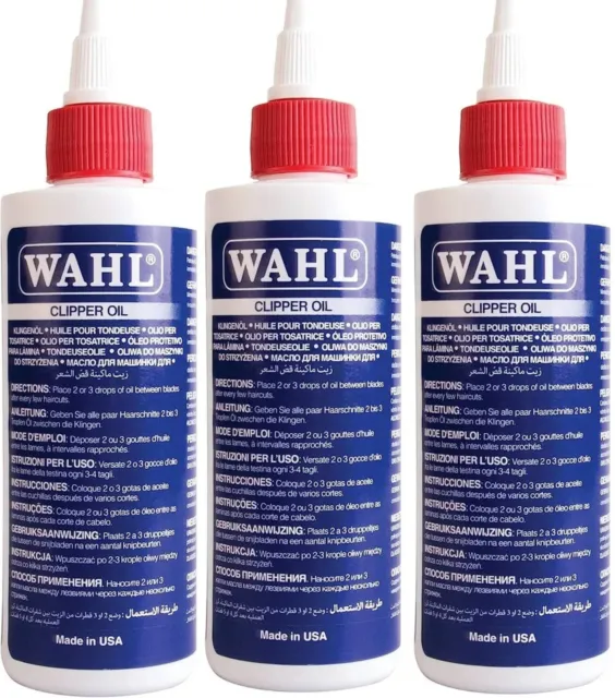 3x Wahl Clipper Oil, Blade Oil for Hair Clippers, Beard Trimmers and Shavers