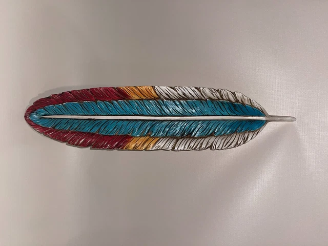 Native American Inspired Joy of Giving Long Resin Feather Trinket Tray
