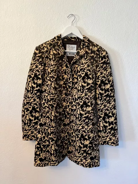 Cheap and Chic By Moschino Made in Italy Tan and Black Printed Blazer Size 8