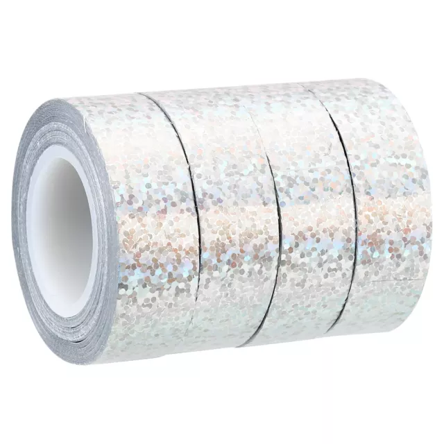 Glitzerband 15 mm x 5m, 4er-Pack Kunst Prismenbänder selbstklebend silberfarben