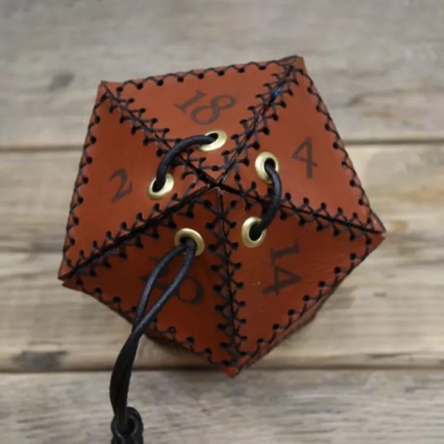 Leather Dice Bag Polygonal Dice Storage Boxes Reinforced Drawstring Dice Bag SN❤