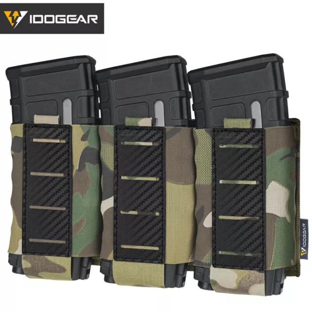 IDOGEAR Tactical Mag Poch Triple 5,56 Mag Porteur Fibre de Carbone Élastique MC