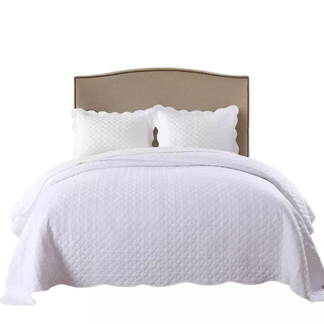 MarCielo 100% White Cotton Quilt Set Bedspread Coverlet, B34