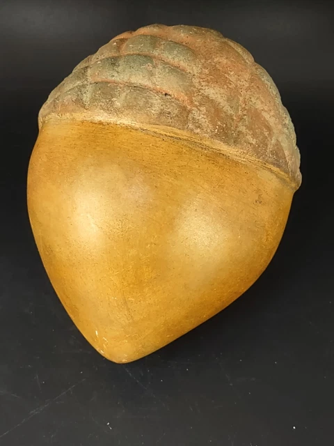 CERAMIC ACORN Sculpture Decorative Botanical Figurine Heavy Brown 4.5x6" MARKED