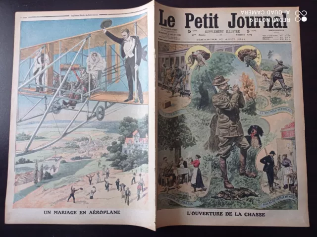 Le petit journal 1911 1084 ouverture de la chasse mariage en aéroplane