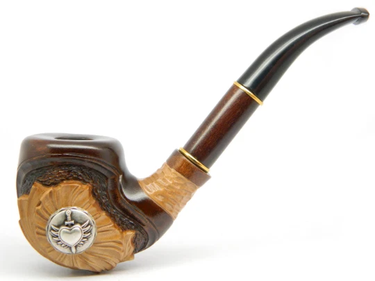 Wooden Tobacco Smoking Pipe "HEART and SWORD" handcrafted from solid wood - Gift