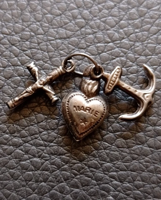 Pendentif Ancien En Argent Massif 925 Et Or - Ange Avec Harpe Et étoile - Modèle N°3 - Occasion Superbe état