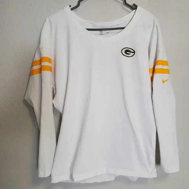 Nike NFL Team Apparel Long Sleeve Shirt Green Bay Packers Go Pack Go Women M