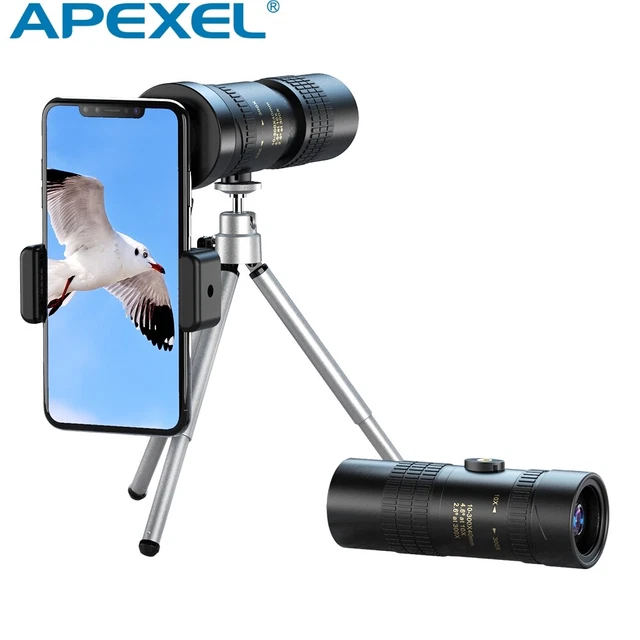 APEXEL HD 4K 10-300X40Telescope Zoom Telephoto Lens Foldable Monocular for Phone