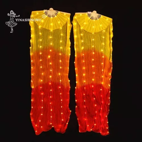 Belly Dance LED Fan LED Silk Fans Shiny Women LED Light 1 pair Belly Dance Veil