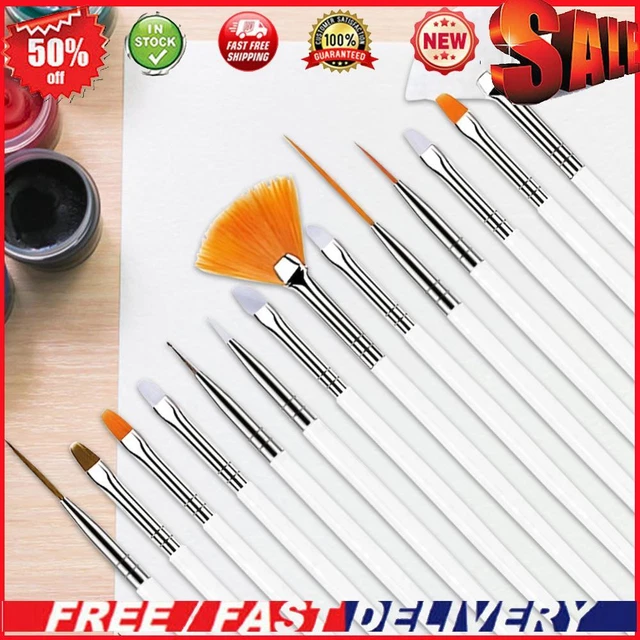 15pcs Nail Brush Pen Professional Nail Art Painting Drawing Brush (White)