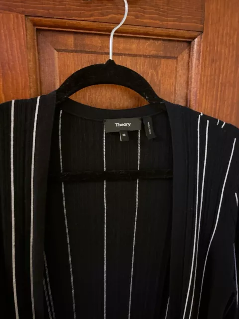 THEORY Hankson Striped Stripe Cardigan Sweater Prosecco EUC Size M 3