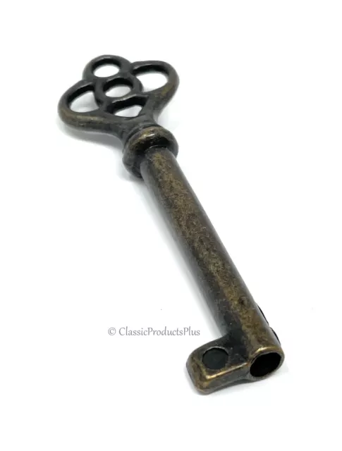 KY-3AB (Antique Brass) Skeleton Key Hollow Barrel Key Reproduction