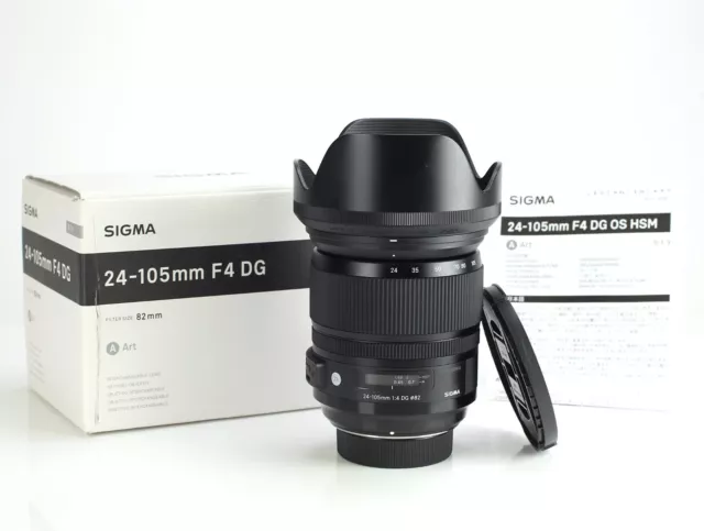 Sigma DG 24-105mm F4 OS HSM ART AF Zoom Lens Nikon Mount DSLR's F&R Cap & Hood