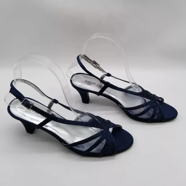 David Tate Women Refind Heel Sandals Slingback Embellished Blue 8 3