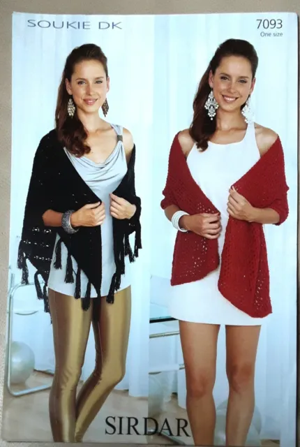 New Original Sirdar Soukie Dk Ladies Wrap& Shawl Knitting Pattern 7093