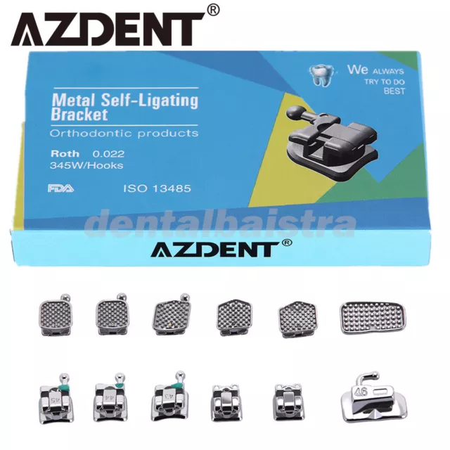 AZDENT Dental Orthodontic Self Ligating Brackets Roth.022 Hooks 345+Buccal Tube