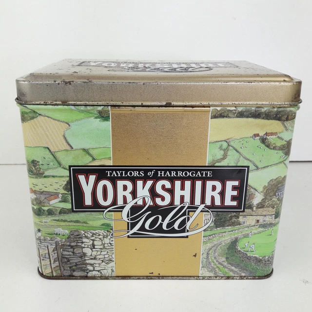 YORKSHIRE TEA GOLD Tin Caddy Taylors Of Harrogate Vintage Retro Tea