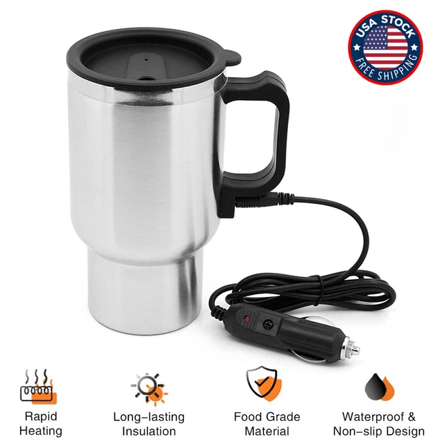 450ml Electric Car Cup Travel Heating Cup Coffee Mug Heater Insulated Plug X4Q9