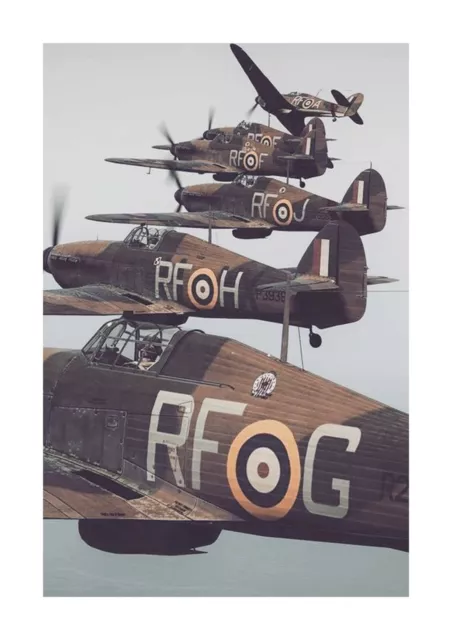 Hawker Hurricane Squadron Battle of Britain A4 picture poster choice of frame