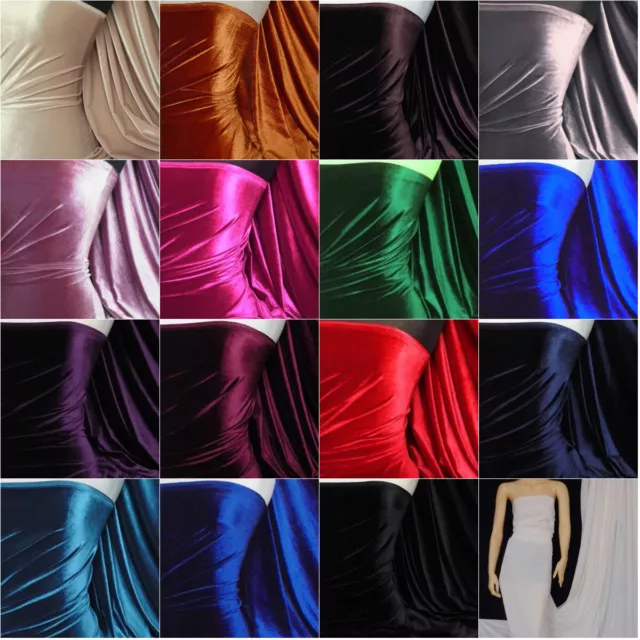 17 COLOURS Soft Plain Micro Velvet Fabric Velour Dress Material Non-Stretch  44