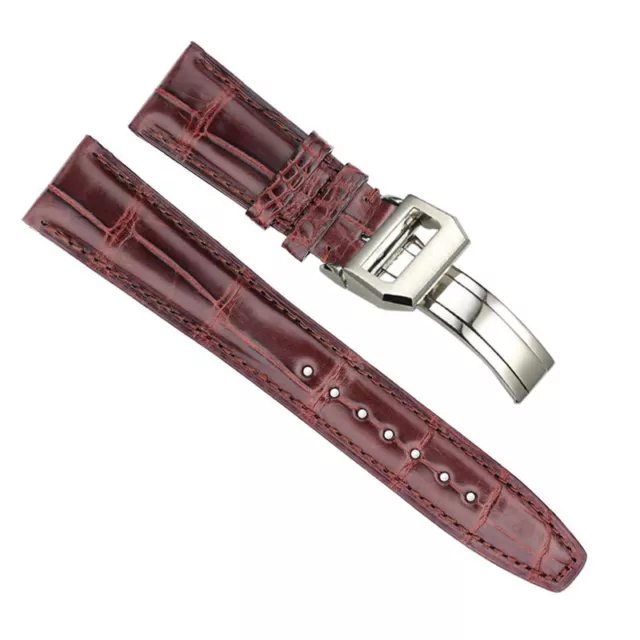 Bracelet Marron pour IWC Portofino, Portugieser en Cuir de Crocodile Véritable