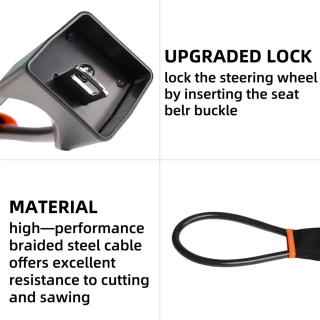 FARBIN Seat Belt Anti-Theft Lock Steering Wheel Lock Choose Easy For Car SUV Car 2