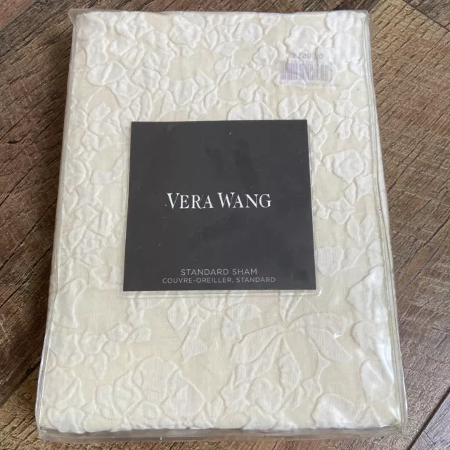 VERA WANG | Sculpted Floral 100% Cotton French Vanilla Textured Standard Sham