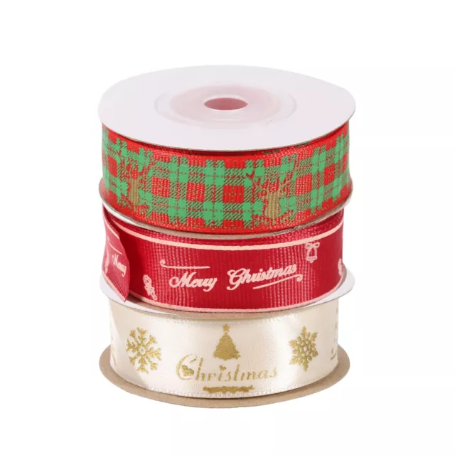 3 Roll Christmas Ribbons 10 Yards Christmas Tree Snowflake Deer Pattern