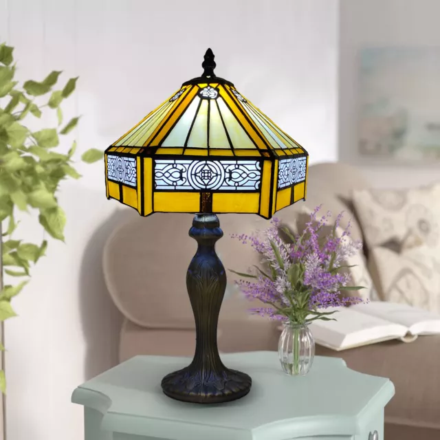 Tiffany Style 10" Table Lamp Stained Glass Handcrafted Bedside Light Desk Lamp