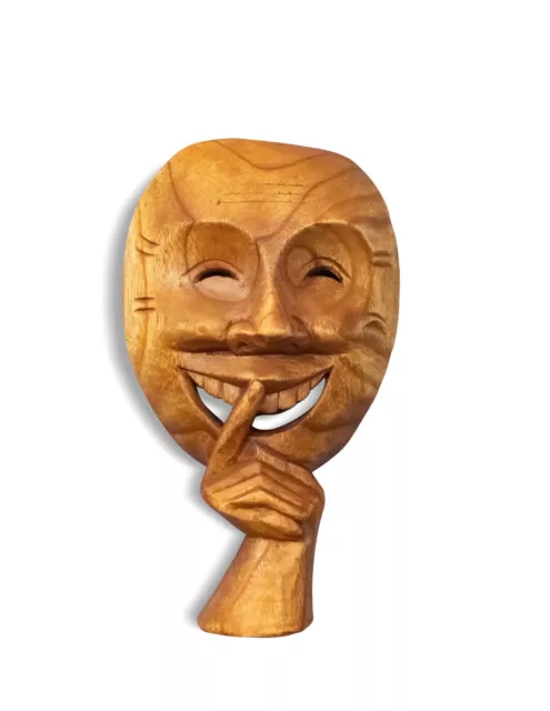 Wooden Hand Carved Abstract Mask "Silent Man" Statue Figurine Decor Sculpture