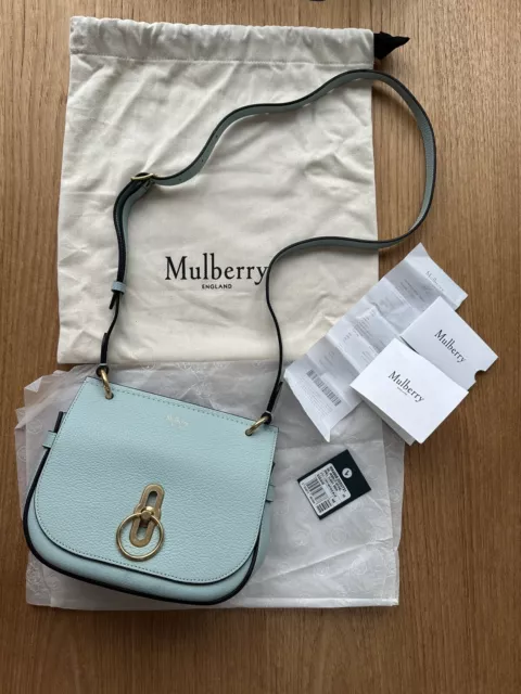 Mulberry Amberley Satchel Limited Edition New Rare Antique Blue Dust Bag Receipt