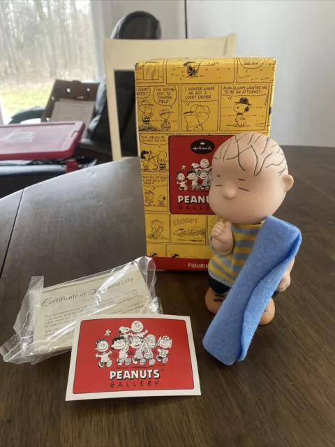 Vintage Hallmark Peanuts Gallery Linus Jointed Porcelain Figurine W Blanket COA