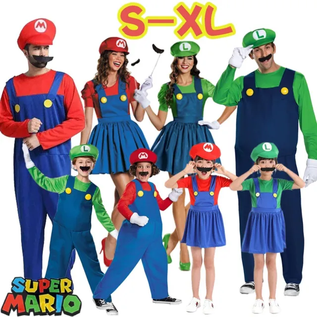 Adulto Super Mario Idraulico Bros Cosplay Festa Halloween Carnevale Costume S-XL