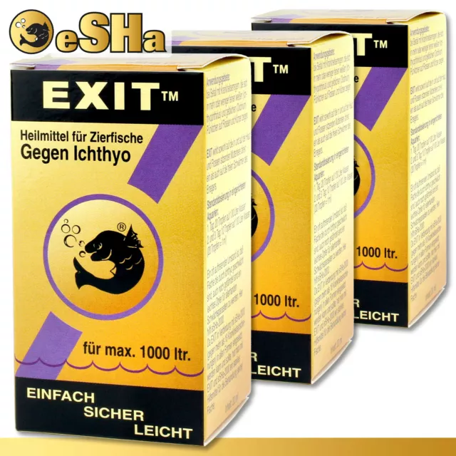 eSHa 3 x 20 ML Exit Contre Tous Pünktchen-krankheiten Deux Aquarienfischen