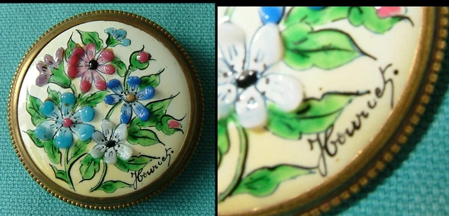 Broche Ancienne En Émaux D'Art Signée - Bijou Vintage Occasion