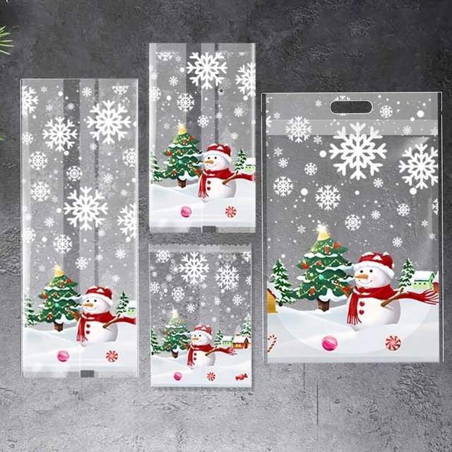 50Pcs Biscuits Snack Christmas Candy Bag Cookie Gift Bags  Party Supplies