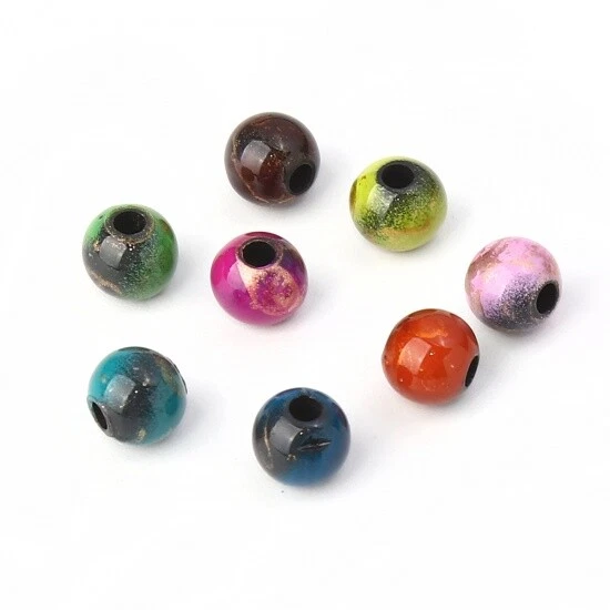 100 Acrylic Drawbench Beads - Mixed Colours - 8mm - Hole: 2.2mm - J111564